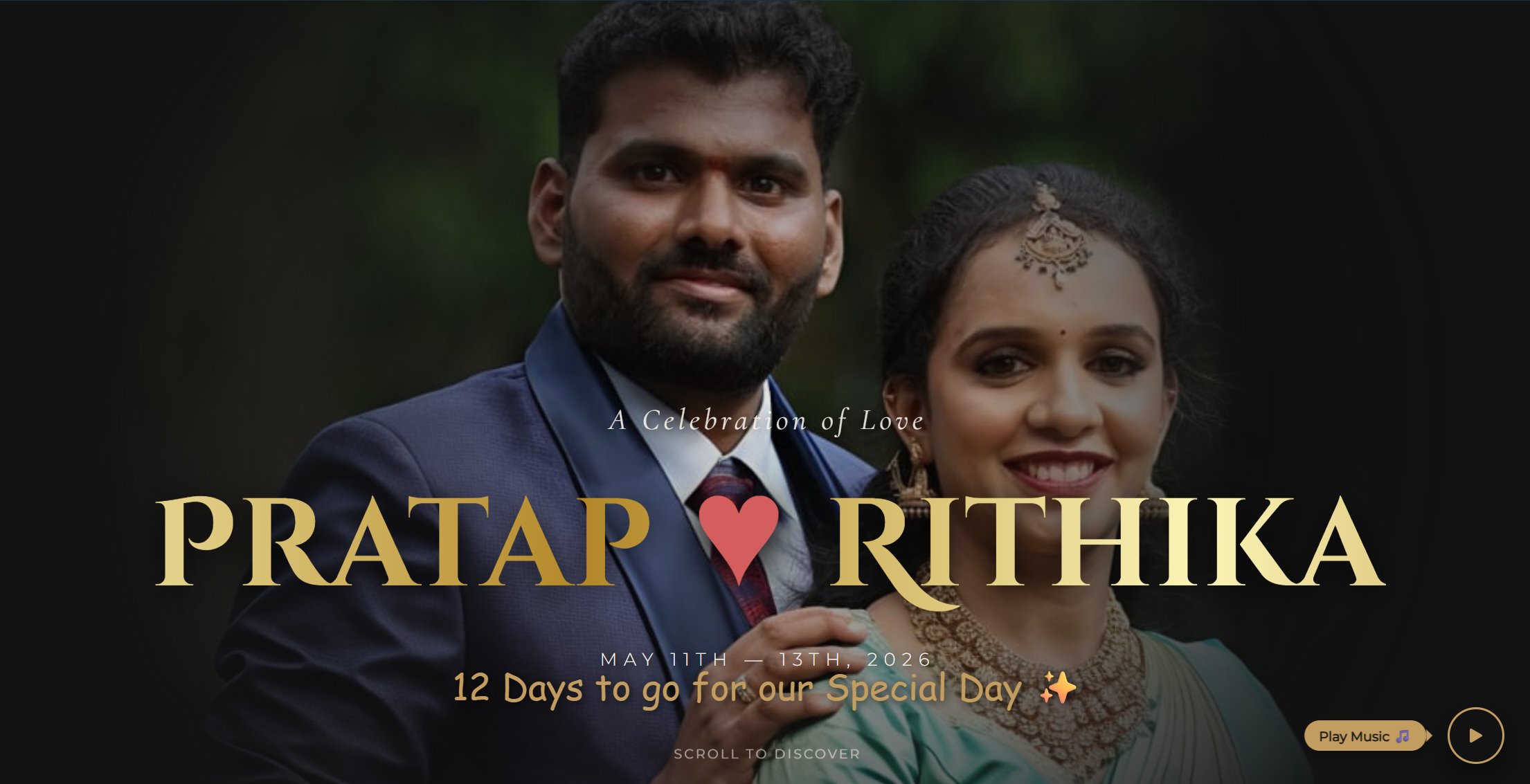 Preview of the Pratap and Rithika wedding portal